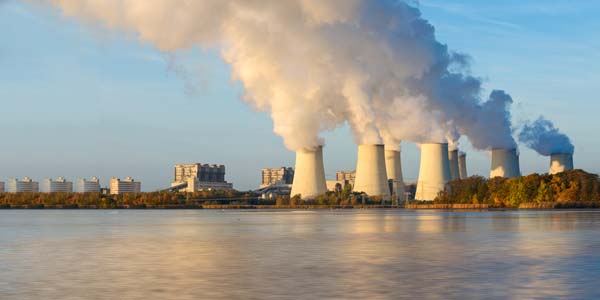 Power plant stacks / chimneys emitting gases which require continuous emissions monitoring CEM